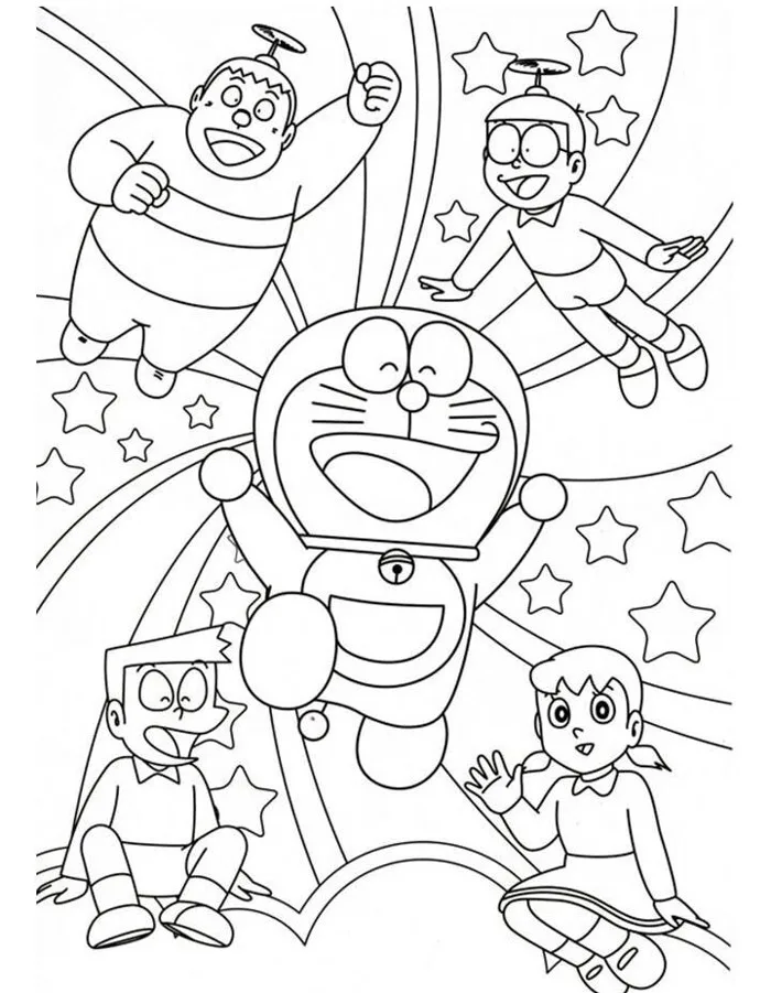 Tranh tô màu Doremon và Nobita, cách đơn giản giúp trẻ học về tình bạn và  biết yêu thương