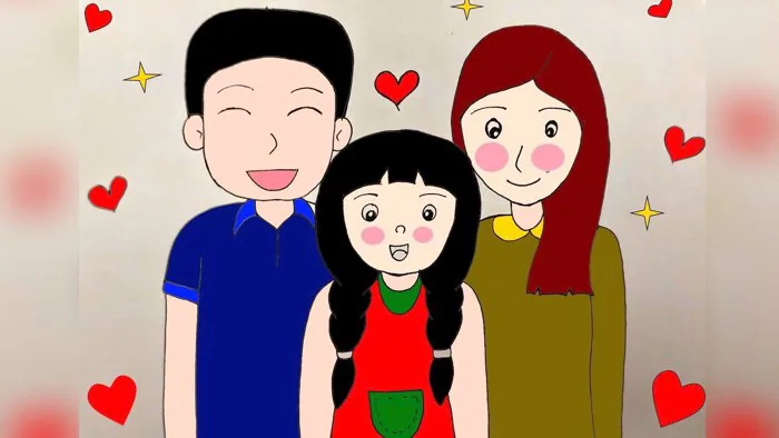 Vẽ tranh gia đình đơn giản | Vẽ gia đình 3 người | Vẽ tranh đề tài Gia đình  | Draw a easy FAMILY