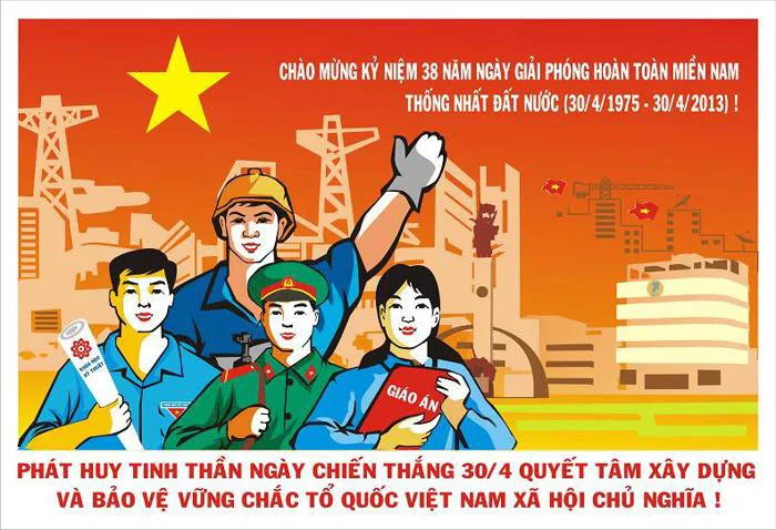 Tranh cổ động kỷ niệm 38 năm Ngày giải phóng hoàn toàn miền Nam, thông nhất  đất nước (30/4/1975 - 30/4/2013)