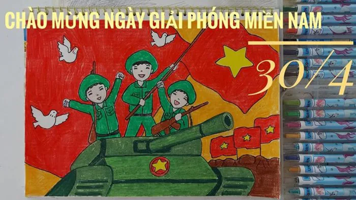 Vẽ Tranh mừng ngày giải phóng miền nam 30/4 | Giải phóng Miền Nam ,Thống  nhất đất nước | Vẽ ngày 30/4, 50 năm giải phóng miền nam tranh vẽ, Chiến  tranh việt nam