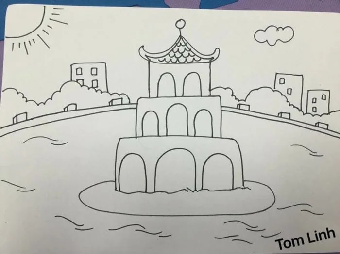 Castle Doodle on Hill | Quê hương đất nước, Vẽ chùa một cột đơn giản, Vẽ