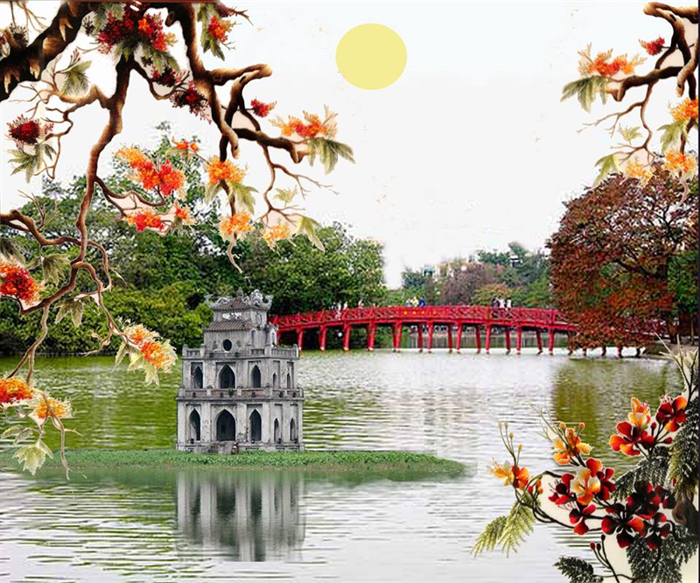 Top 20 mẫu tranh đá quý hồ gươm đẹp và ý nghĩa nhất
