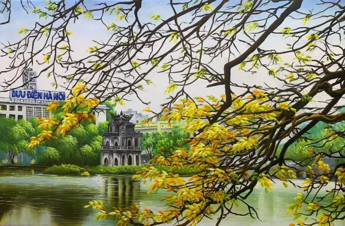 Tranh Hồ Gươm - Tranh Sơn Dầu Hà Nội-Tranh Hà Nội