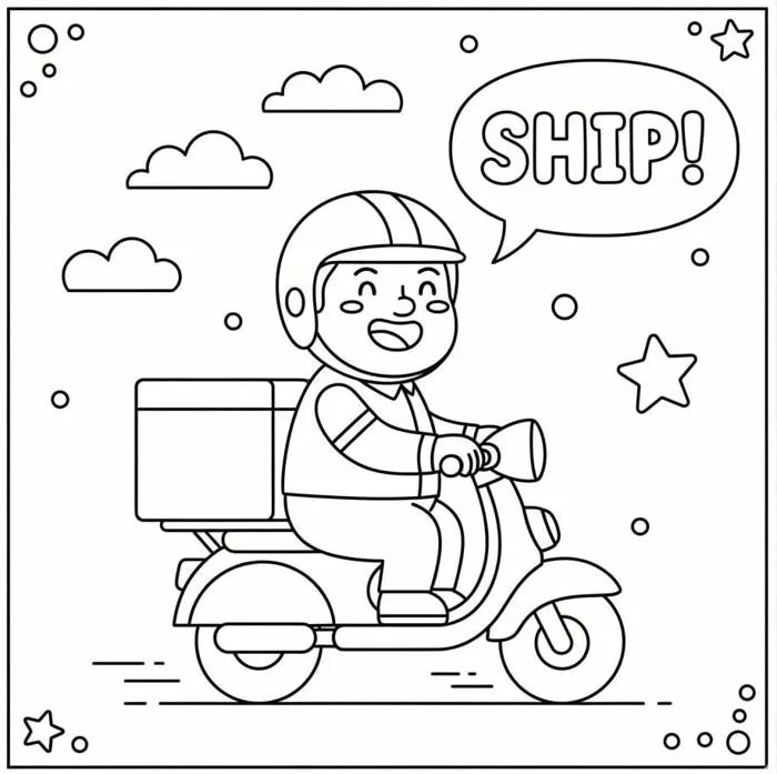 Tô màu Shipper Hoạt Hình Vui Vẻ - Trang Tô Màu Cho Bé