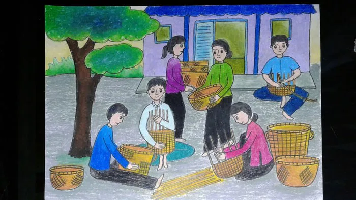 vẽ làng nghề truyền thống .Đan mây,tre,lá. - YouTube vẽ làng nghề truyền thống .Đan mây,tre,lá. - YouTube