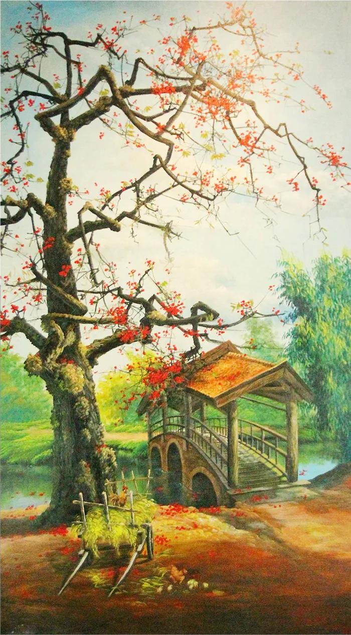 Tranh sơn dầu phong cảnh làng quê tác phẩm Nét Xưa - TSD45LHAR
