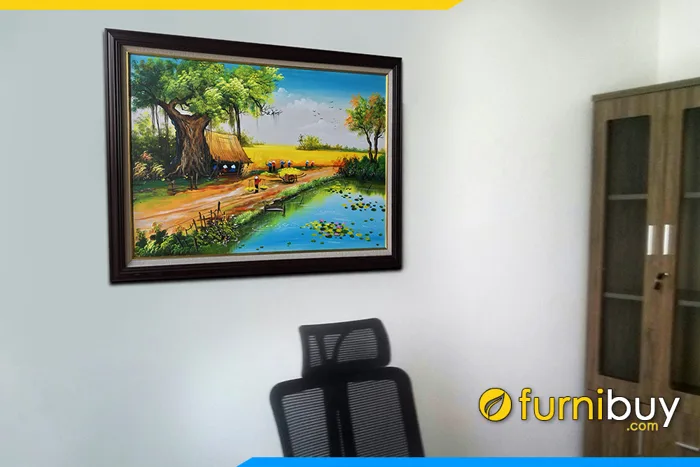 Tranh vẽ phong cảnh đường đồng làng quê khổ nhỏ TSD 423