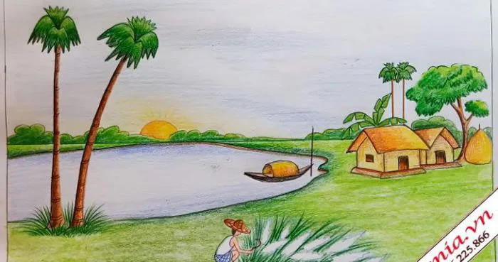 10 Bước Vẽ Tranh Phong Cảnh Quê Hương- Siêu Nhanh - Siêu Đẹp