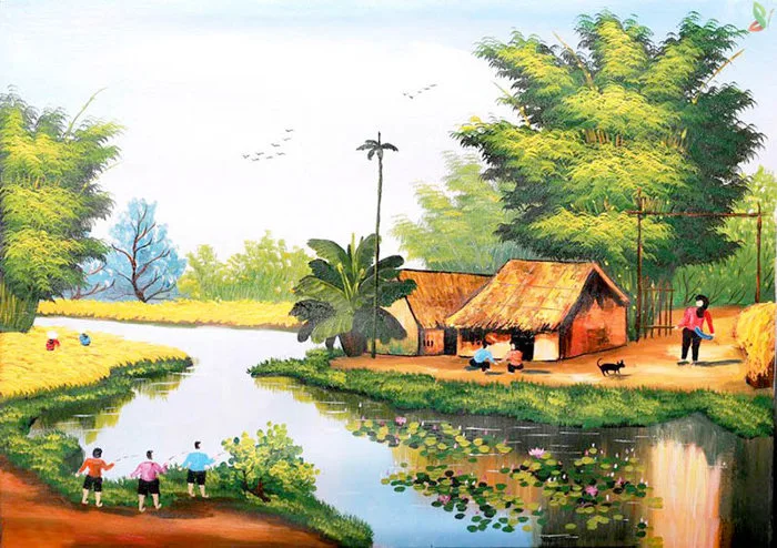 Hướng dẫn vẽ tranh phong cảnh quê hương đơn giản mà đẹp! - Việt Architect  Group - Kiến Trúc Sư Việt Nam