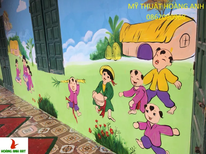 Vẽ tranh tường mầm non đẹp