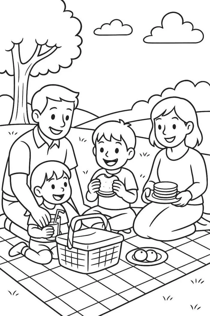 Bộ tranh tô màu picnic mùa hè đáng yêu cho bé mầm non, nhìn là muốn tô ngay