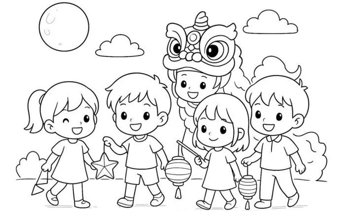 Tranh tô màu múa lân ngày Tết, cầu nối đưa trẻ chạm vào không khí xuân và  ký ức Tết rộn ràng
