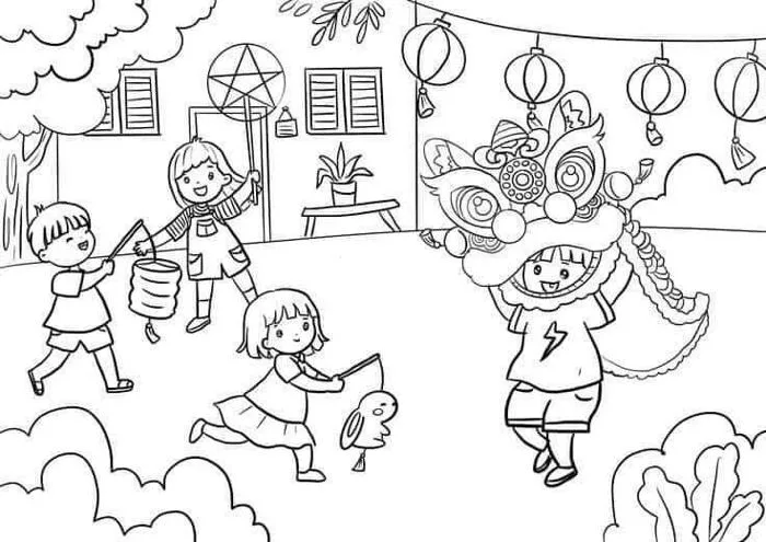 Tranh tô màu múa lân ngày Tết, cầu nối đưa trẻ chạm vào không khí xuân và  ký ức Tết rộn ràng