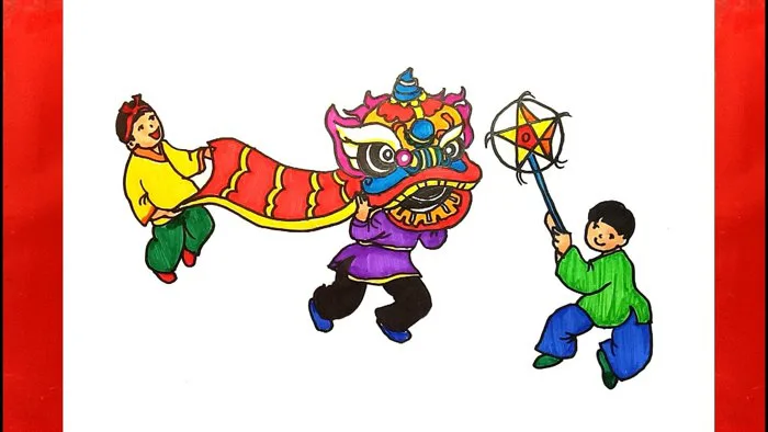 Vẽ Tranh Tết Trung Thu - Vẽ Tranh Múa Lân Trung Thu - Vẽ Tranh Rước Đèn  Trung Thu - Vẽ Tết Trung Thu