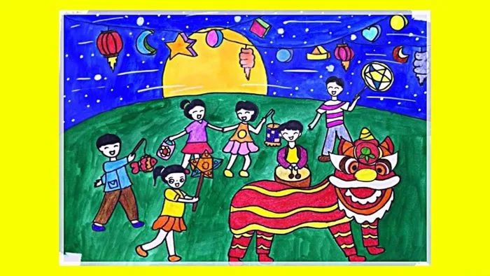 Cách vẽ con lân cho bé trong dịp tết Trung Thu