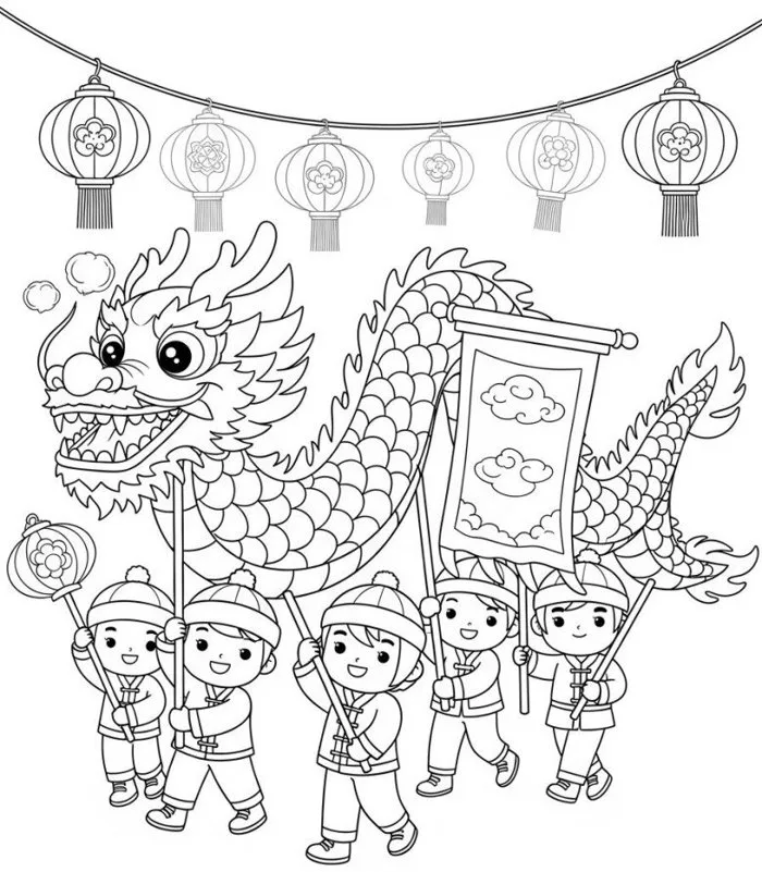 Tranh tô màu múa lân ngày Tết, cầu nối đưa trẻ chạm vào không khí xuân và  ký ức Tết rộn ràng