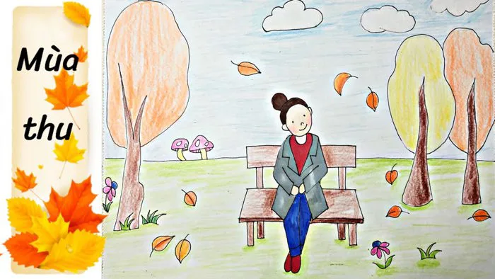 Vẽ tranh đề tài Bốn mùa | Vẽ phong cảnh mùa thu | Draw autumn ...