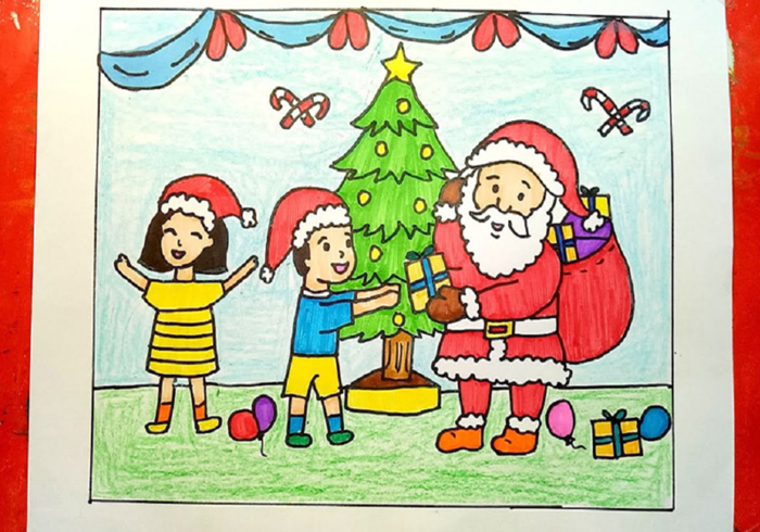 Cách vẽ tranh Noel đơn giản và đẹp nhất cho bé