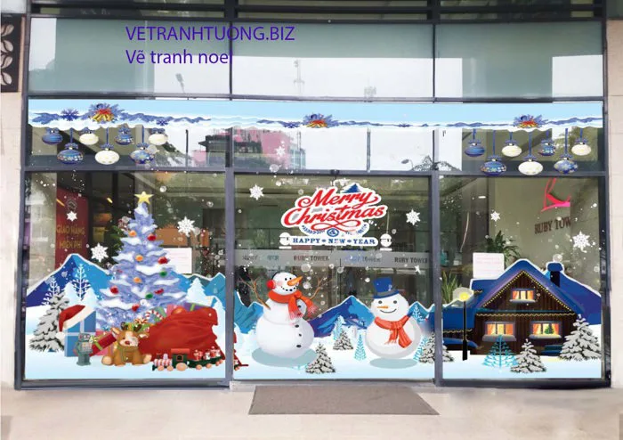 Dịch vụ vẽ tranh noel trang trí không gian đẹp hiện đại