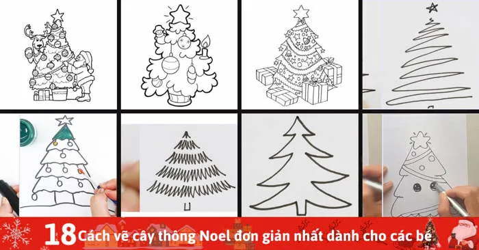18 cách vẽ cây thông Noel đơn giản nhất dành cho các bé
