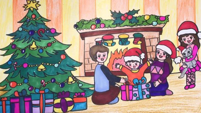 Hướng dẫn cách vẽ tranh Giáng sinh Noel đẹp và đơn giản