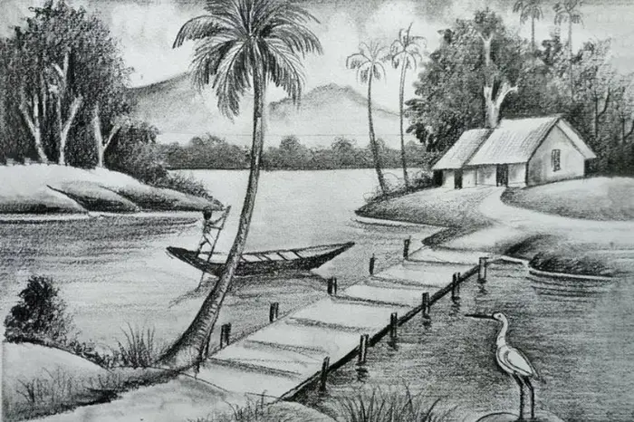Hình ảnh tranh phong cảnh chì đẹp và sống động