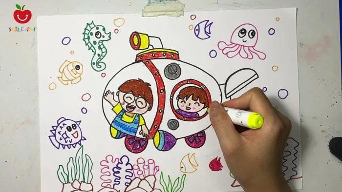 Smile art | Vẽ tranh ý tưởng trẻ thơ | vẽ các sinh vật sống dưới biển | vẽ  tranh ước mơ của em
