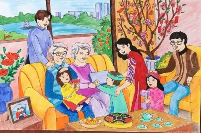 Vẽ tranh gia đình: Hướng dẫn đơn giản kèm mẫu đẹp