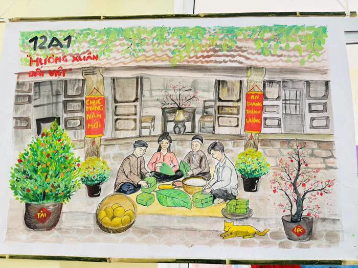 TRƯỜNG THPT HOÀNG QUỐC VIỆT TỔ CHỨC CUỘC THI VẼ TRANH VỚI CHỦ ĐỀ “NGÀY TẾT  VÀ MÙA XUÂN”