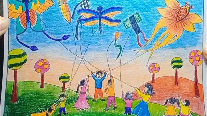 Vẽ Ước Lệ - Vẽ Lễ Hội Thả Diều | Vẽ Tranh Cuộc Sống Quanh Em | Vẽ tranh  Ngày Hè | KC art 3