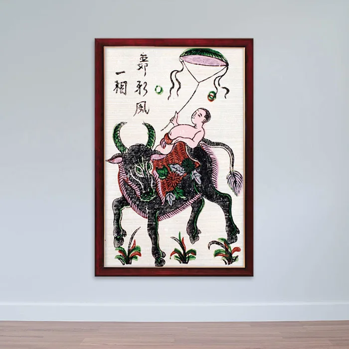 Tranh đông Hồ Chăn Trâu Thả Diều | Mẫu Tranh Dân Gian ý Nghĩa W9045 - ✓  Xưởng Tranh Waki