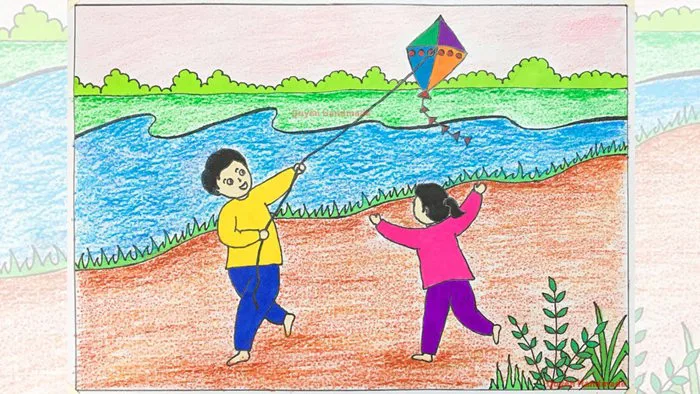 Vẽ tranh trò chơi dân gian | Vẽ tranh mùa hè | Vẽ trò chơi dân gian thả diều