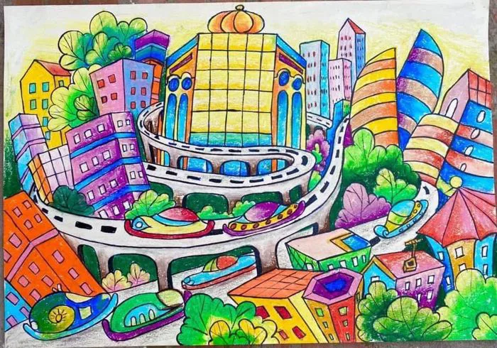 23 Tranh vẽ thành phố xanh ý tưởng | thành phố, thành phố tương lai, môi  trường