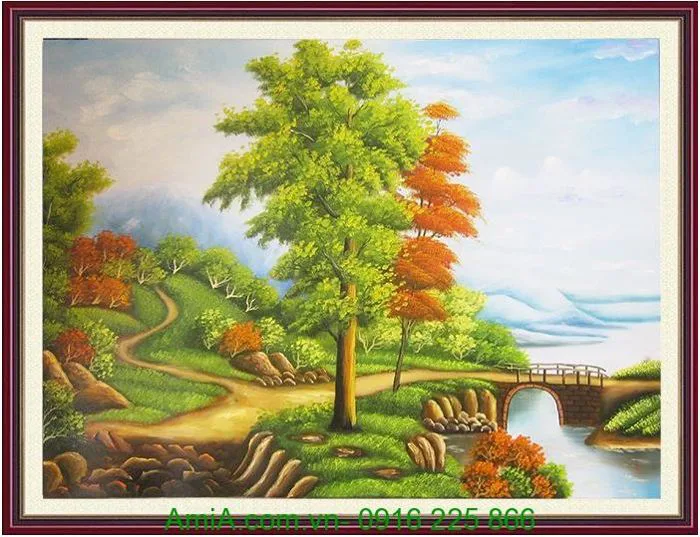 Tranh phong cảnh thiên nhiên tươi đẹp vẽ sơn dầu Amia 226 Tranh phong cảnh thiên nhiên tươi đẹp vẽ sơn dầu Amia 226
