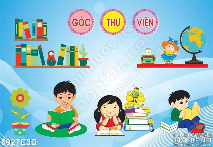 Tranh tường góc thư viện Tranh tường góc thư viện