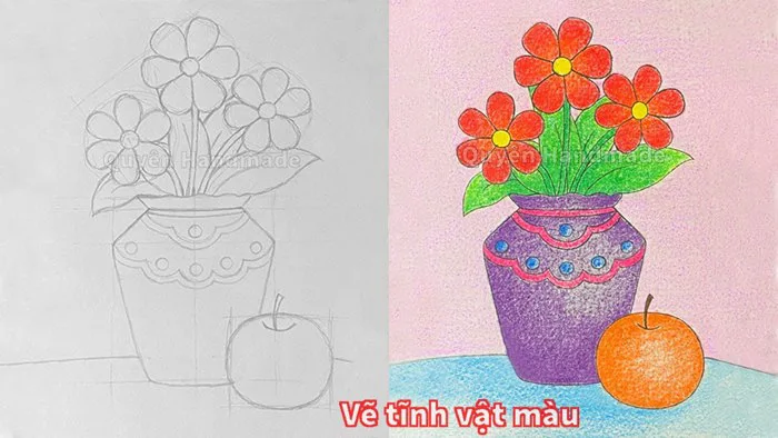 Vẽ tranh tĩnh vật màu lớp 6 | Vẽ tĩnh vật lọ hoa và quả | Cách vẽ tĩnh vật đơn giản Vẽ tranh tĩnh vật màu lớp 6 | Vẽ tĩnh vật lọ hoa và quả | Cách vẽ tĩnh vật đơn giản