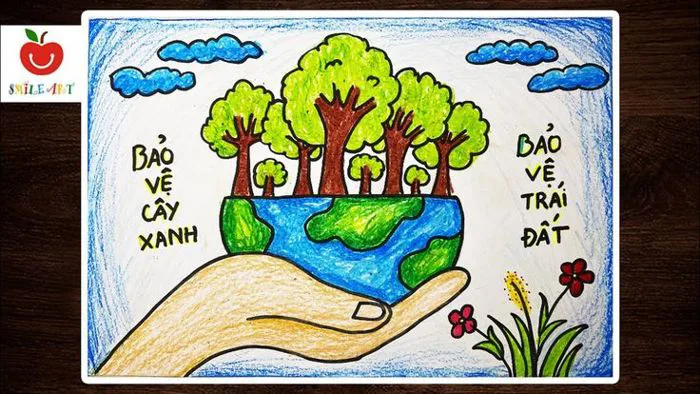 VẼ TRANH CỔ ĐỘNG | VẼ TRANH BẢO VỆ MÔI TRƯỜNG | VẼ TRANH BẢO VỆ CÂY XANH | vẽ  trái đất #smileart