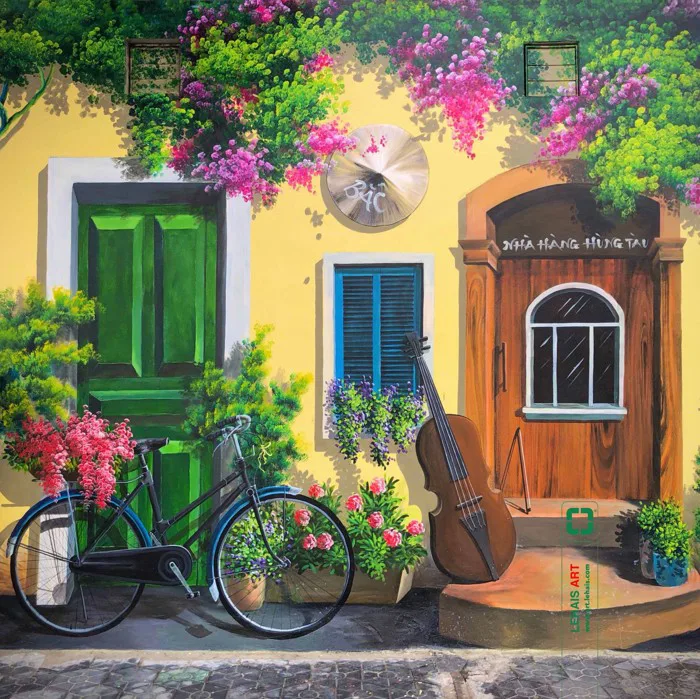 Vẽ tranh 3D trang trí tường tại nhà Hàng Hùng Tàu ở Phố Nối, Hưng Yên -