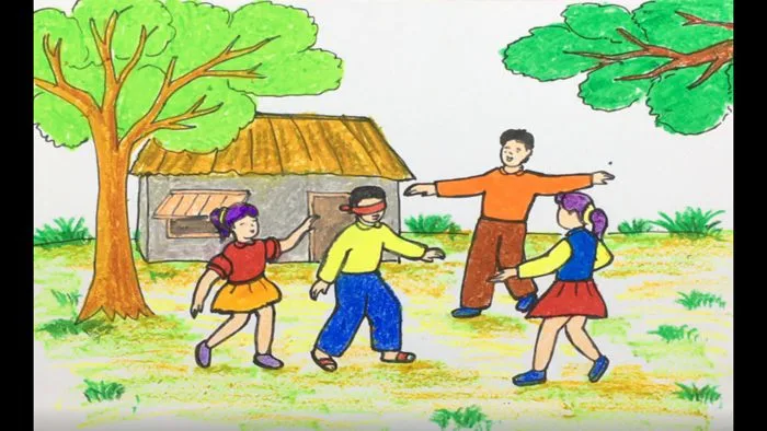 Cách vẽ tranh trò chơi dân gian đẹp, đơn giản nhất