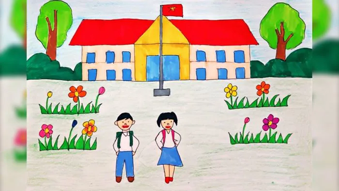 Hướng dẫn cách vẽ tranh trường học đơn giản và đẹp nhất