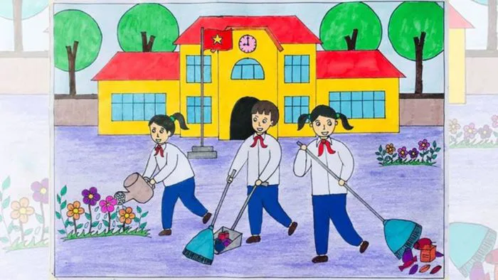 Hướng dẫn cách vẽ tranh trường học đơn giản và đẹp nhất