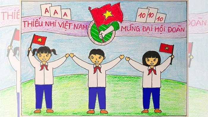 Vẽ tranh Thiếu nhi Việt Nam mừng đại hội Đoàn | Vẽ tranh mừng đại hội Đoàn  đơn giản và đẹp