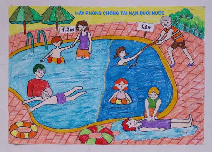 HƯỞNG ỨNG CUỘC THI VẼ TRANH TUYÊN TRUYỀN PHÒNG CHỐNG ĐUỐI NƯỚC CHO TRẺ EM  TRÊN ĐỊA BÀN THỊ XÃ PHÚ ...
