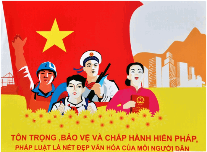 Em hãy vẽ tranh tuyên truyền với nội dung Sống và làm việc theo Hiến pháp  và pháp luật