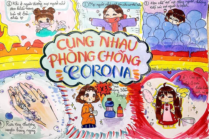 WASSers hưởng ứng vẽ tranh tuyên truyền về phòng chống dịch bệnh Covid 19 -  Hệ thống Trường Tây Úc