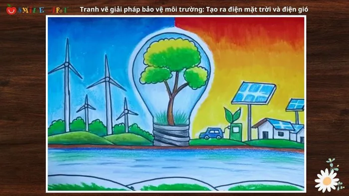 Tranh cổ động | Tạo ra năng lượng điện từ gió và mặt trời | Tranh bảo vệ  môi trường #smileart