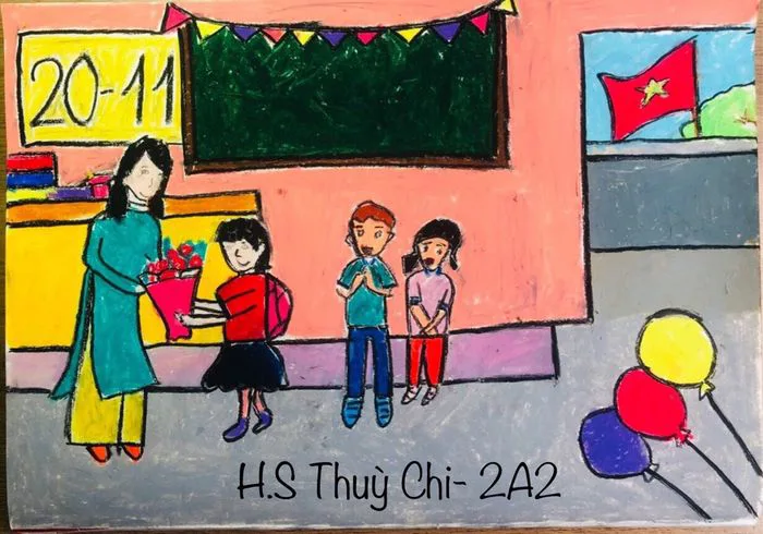 Những bức tranh đẹp nhất về thầy cô và mái trường