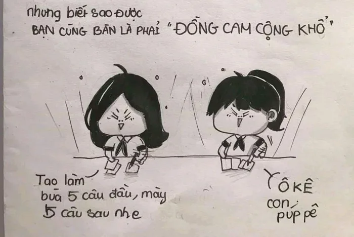 Vẽ tay bộ tranh khoảnh khắc về người bạn cùng bàn thời đi học, cô bạn khiến  dân mạng thi nhau share vì quá dễ thương!